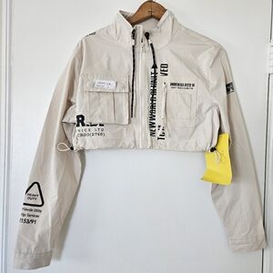 Smoke Rise Red Womens Jacket S Cropped Utility Slouchy Cyberpunk Streetwear